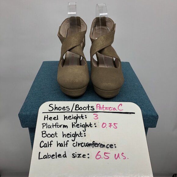 Sacha London Gold Metal Ventura cross strap round toe Heels size 6.5 - Picture 14 of 15